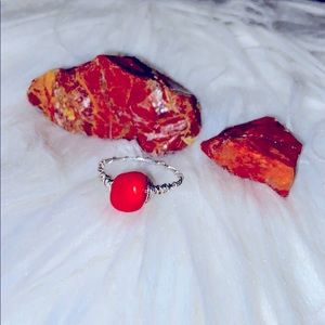 Red Coral Gemstone Ring